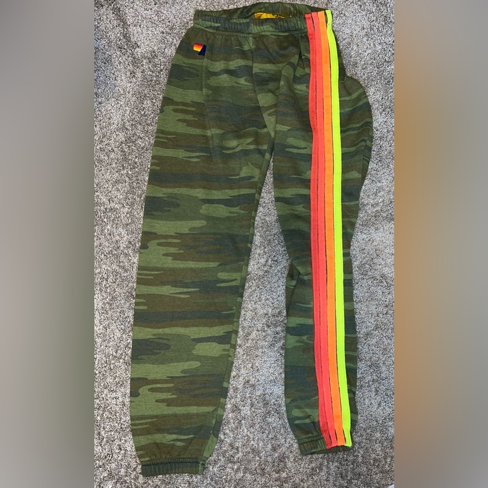 Aviator Nation 4 Stripe Sweatpants Camo / Neon Size XS - Picture 4 of 13